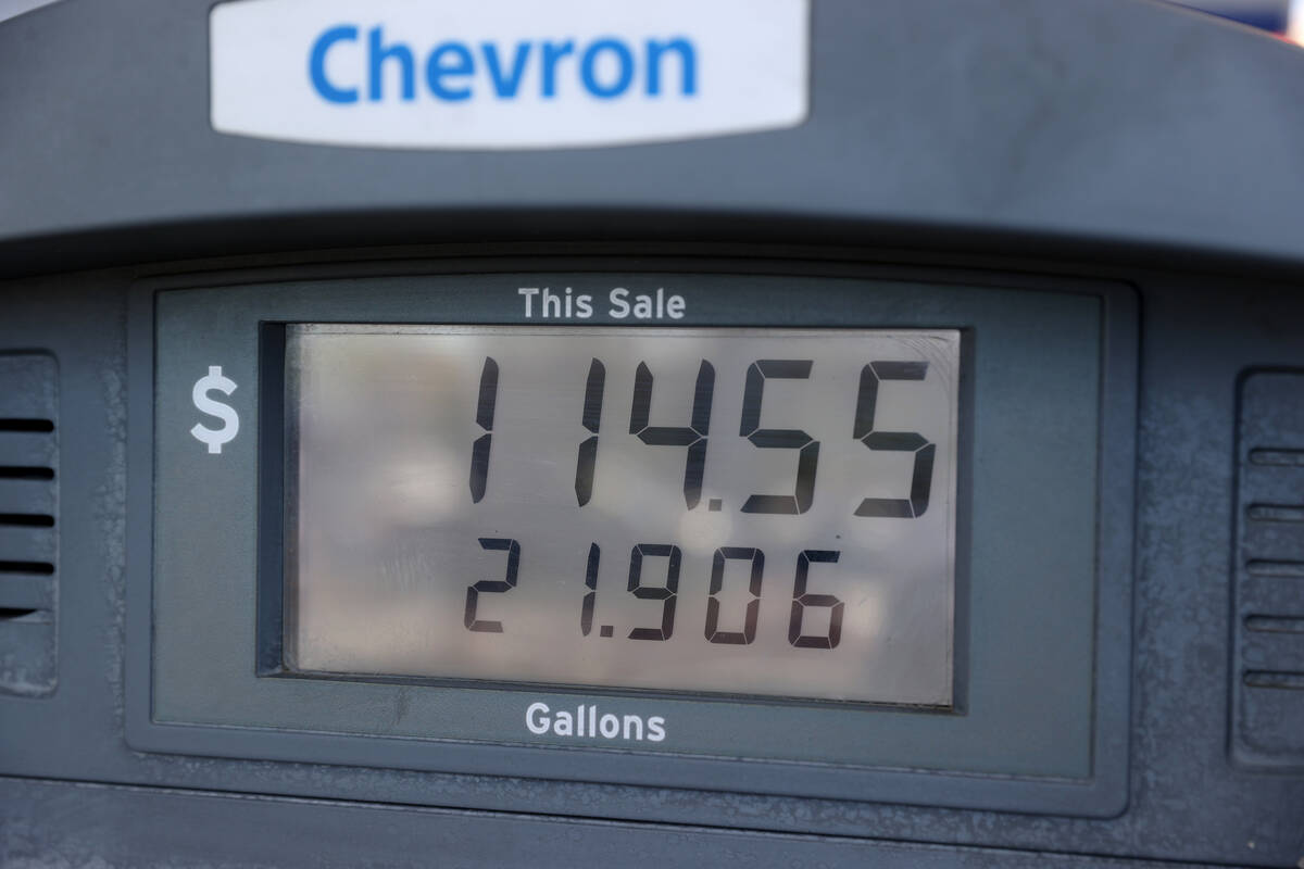 The gas pump displays the purchase of Aaron Miller of Las Vegas for a fill up at a station on F ...