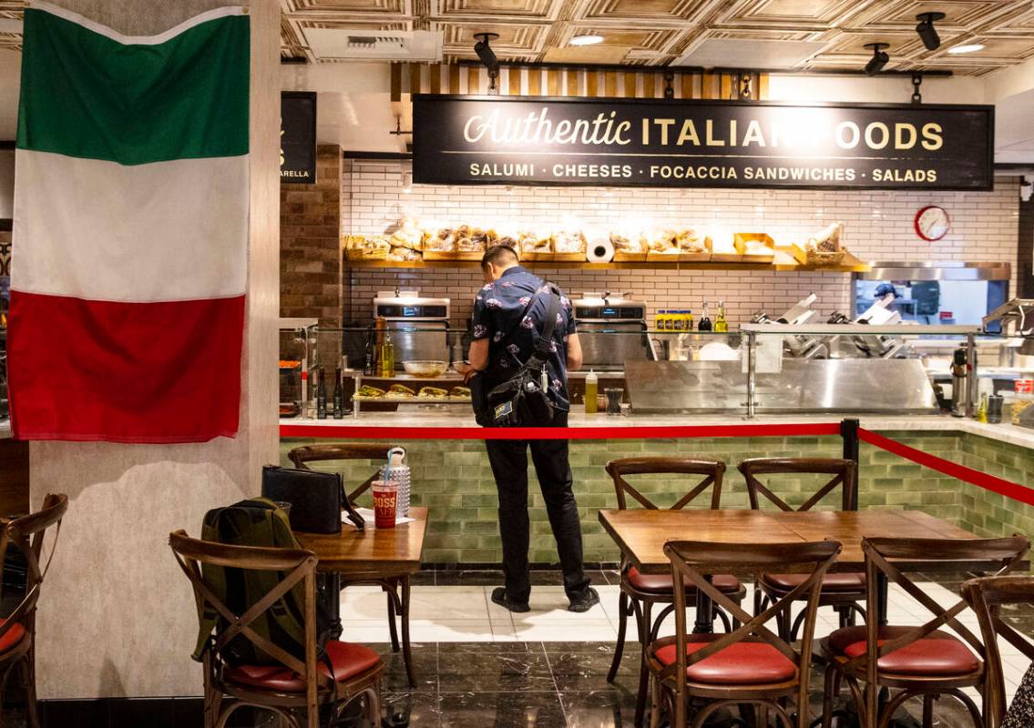 The Italian flag is displayed at the Boss Cafe by Buddy Valastro at the LINQ hotel-casino on We ...
