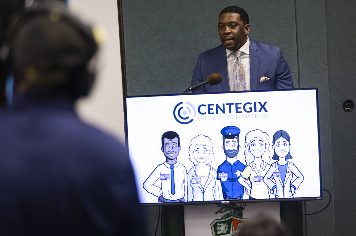 Roderick Sams, chief development officer of CENTEGIX, speaks during an event marking the launch ...