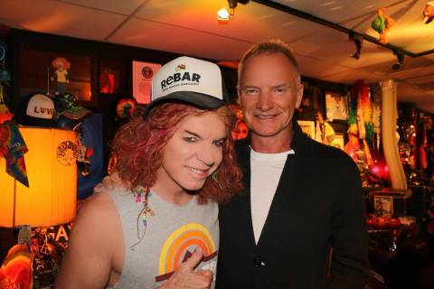 Carrot Top, left, is shown with rock superstar Sting after Carrot Top's show at Luxor on Thursd ...