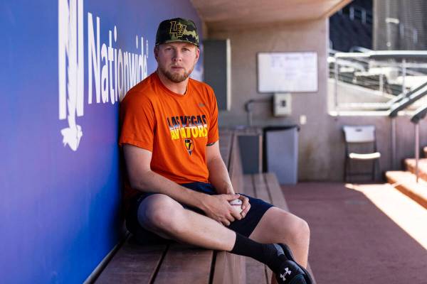 Aviator's pitcher Jared Koenig poses for a photo at Las Vegas Ballpark on Friday, June 3, 2022. ...