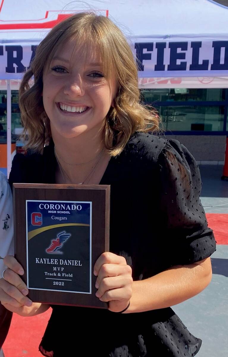 Coronado's Kaylee Daniel is a member of the Nevada Preps All-Southern Nevada girls track and fi ...