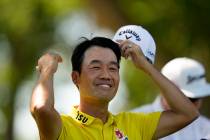 Kevin Na stands at the tee box on the third hole during the second round of the Charles Schwab ...
