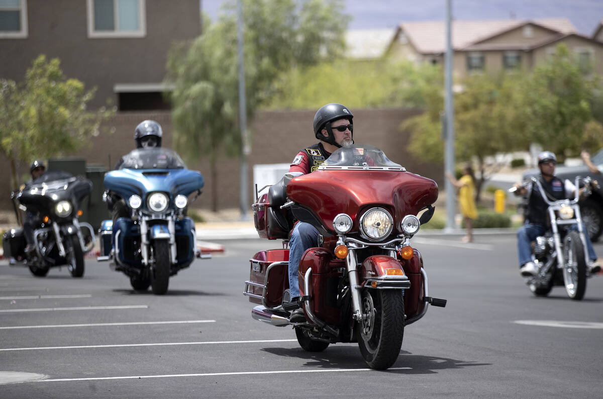 Motorcyclists join the procession for Officer Phil Closi, a Metropolitan police officer who die ...