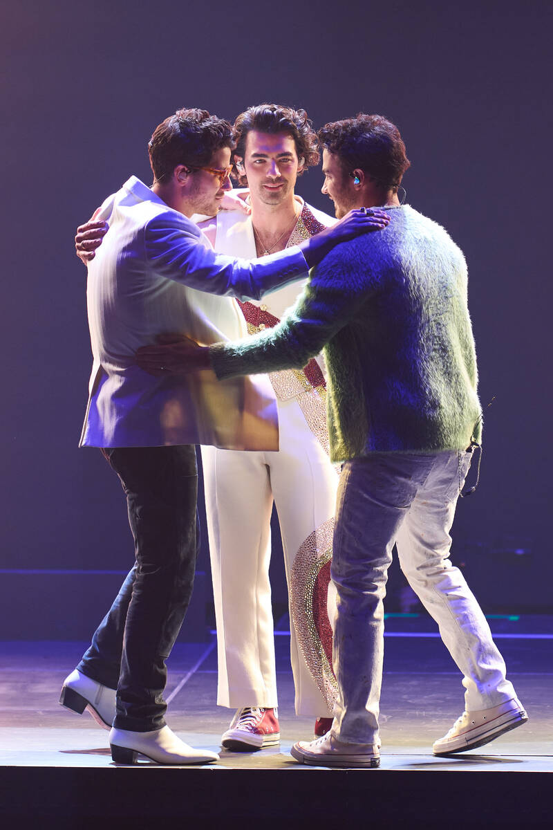The Jonas Brothers are shown at Dolby Live at Park MGM on Friday, June 3, 2022. (Al Powers for ...