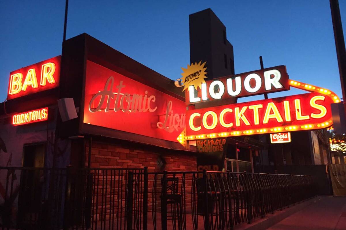 An exterior view of Atomic Liquors on Fremont East in downtown Las Vegas on Tuesday, April 4, 2 ...