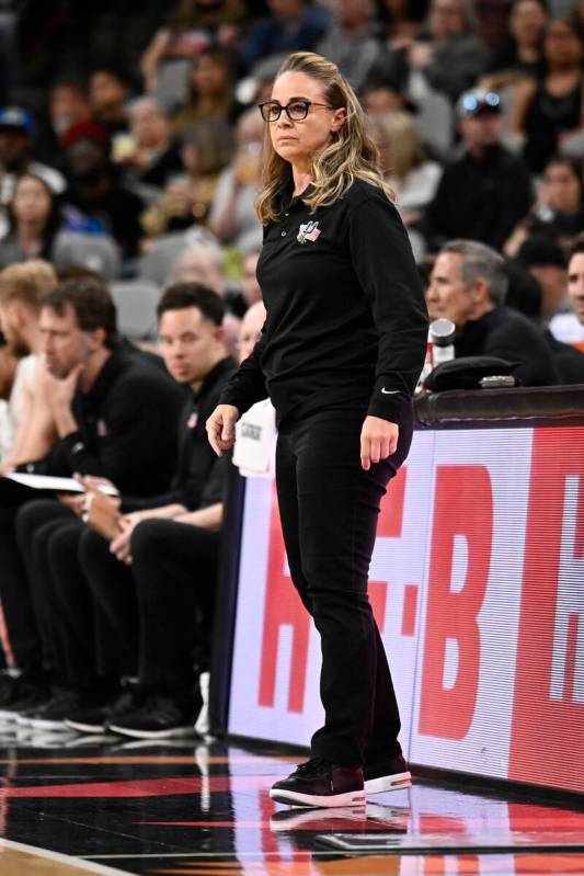 San Antonio Spurs assistant coach Becky Hammon watches play during the second half of an NBA ba ...