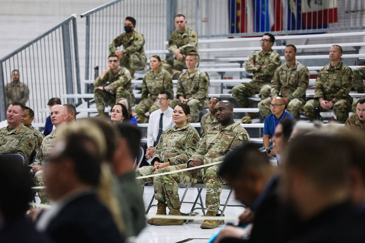 The audience at an assumption of command ceremony, where Col. Joshua DemMotts will assume comma ...