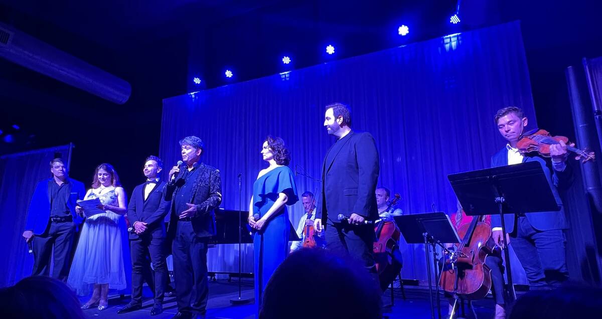 Keith Thompson is shown with the cast of The Composers Showcase Relief Fund Broadway benefit sh ...