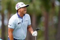 Kurt Kitayama watches after hitting his tee shot on the ninth hole during the first round of th ...
