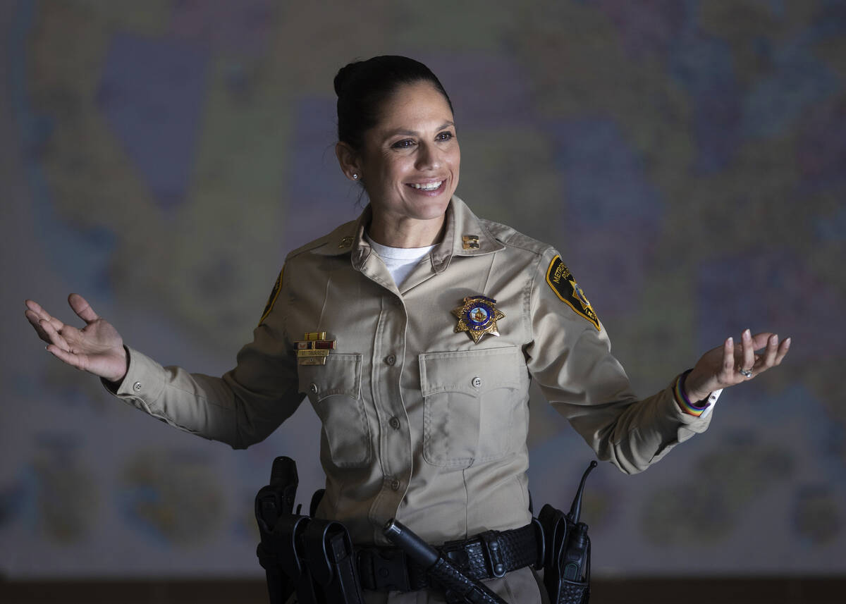 Metro Police Capt. Michelle Tavarez speaks at Spring Valley High School on Tuesday, June 7, 202 ...