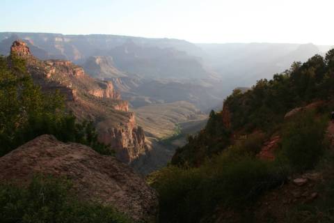 Early morning along the Bright Angel Trail at the South Rim of Grand Canyon National Park, Ariz ...