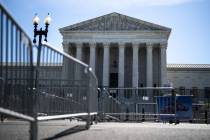 Fencing has been put up surrounding the Supreme Court of the United States complex on Tuesday, ...