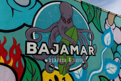 A new mural at Bajamar Seafood and Tacos on Wednesday, June 8, 2022, in Las Vegas. (Ellen Schmi ...