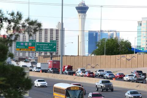 Heavy traffic during the first morning of the "Big Squeeze" along U.S. Highway 95 South at the ...