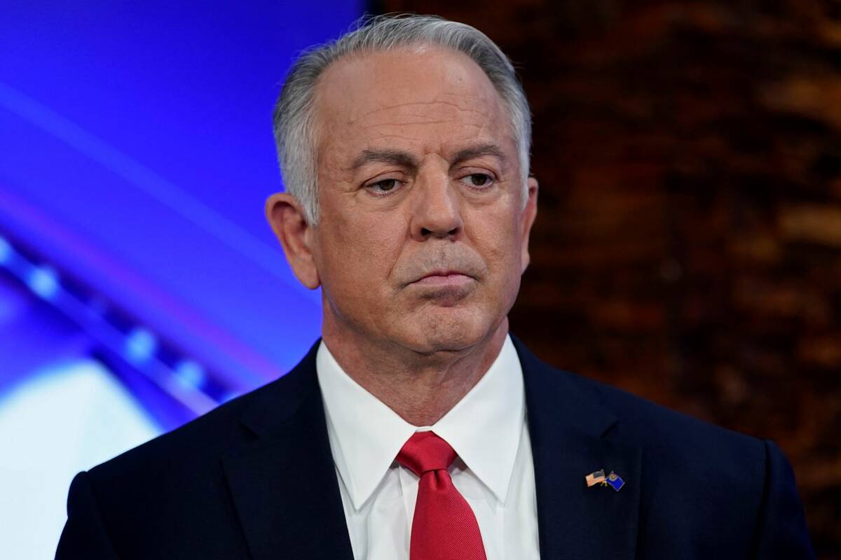 Clark County Sheriff Joe Lombardo waits before a Republican primary debate for Nevada governor ...