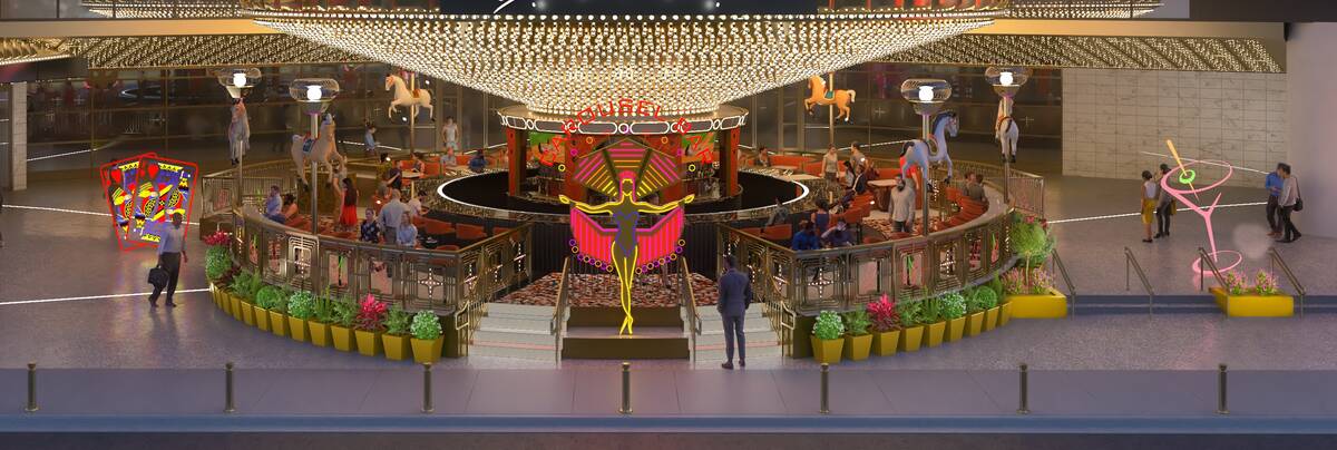 A rendering of the new Carousel Bar set to open by the end of 2022 beneath the dome of the Plaz ...