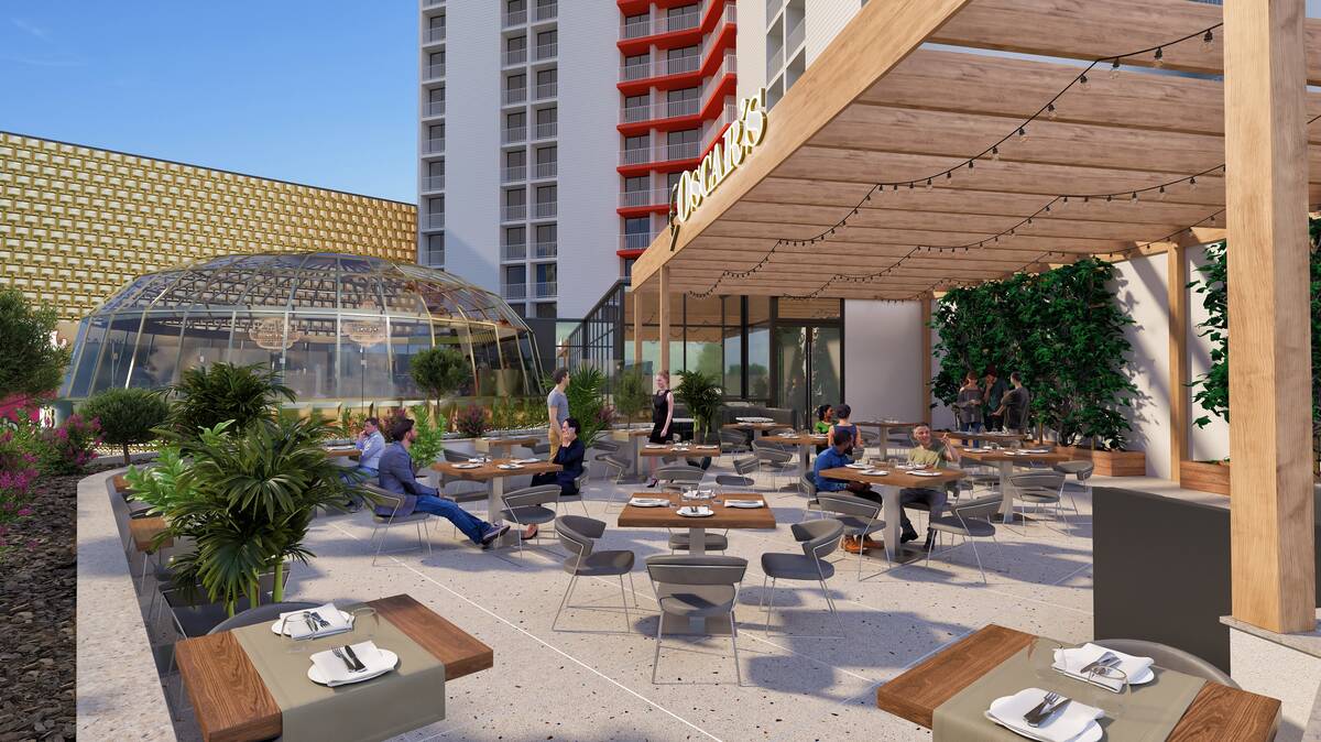 A rendering of Oscar's Patio, an alfresco extenstion of Oscar's steakhouse planned to debut by ...