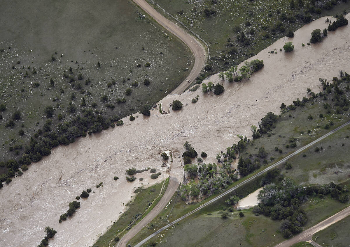 The bridge to Tom Miner Basin off of Highway 89 south of Livingston has been washed out as majo ...