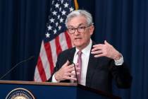 FILE - Federal Reserve Board Chair Jerome Powell speaks during a news conference at the Federal ...