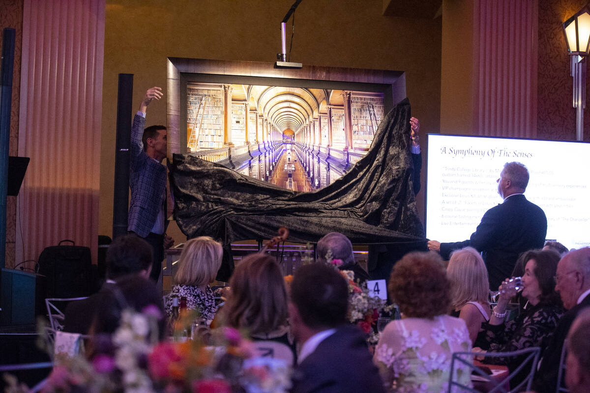 An art piece by Mario Basner is unveiled to be auctioned during the Las Vegas Philharmonic&#x20 ...
