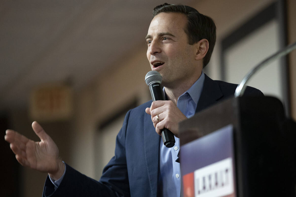 Republican U.S. Senate candidate Adam Laxalt speaks during a campaign event at The Pass Casino ...