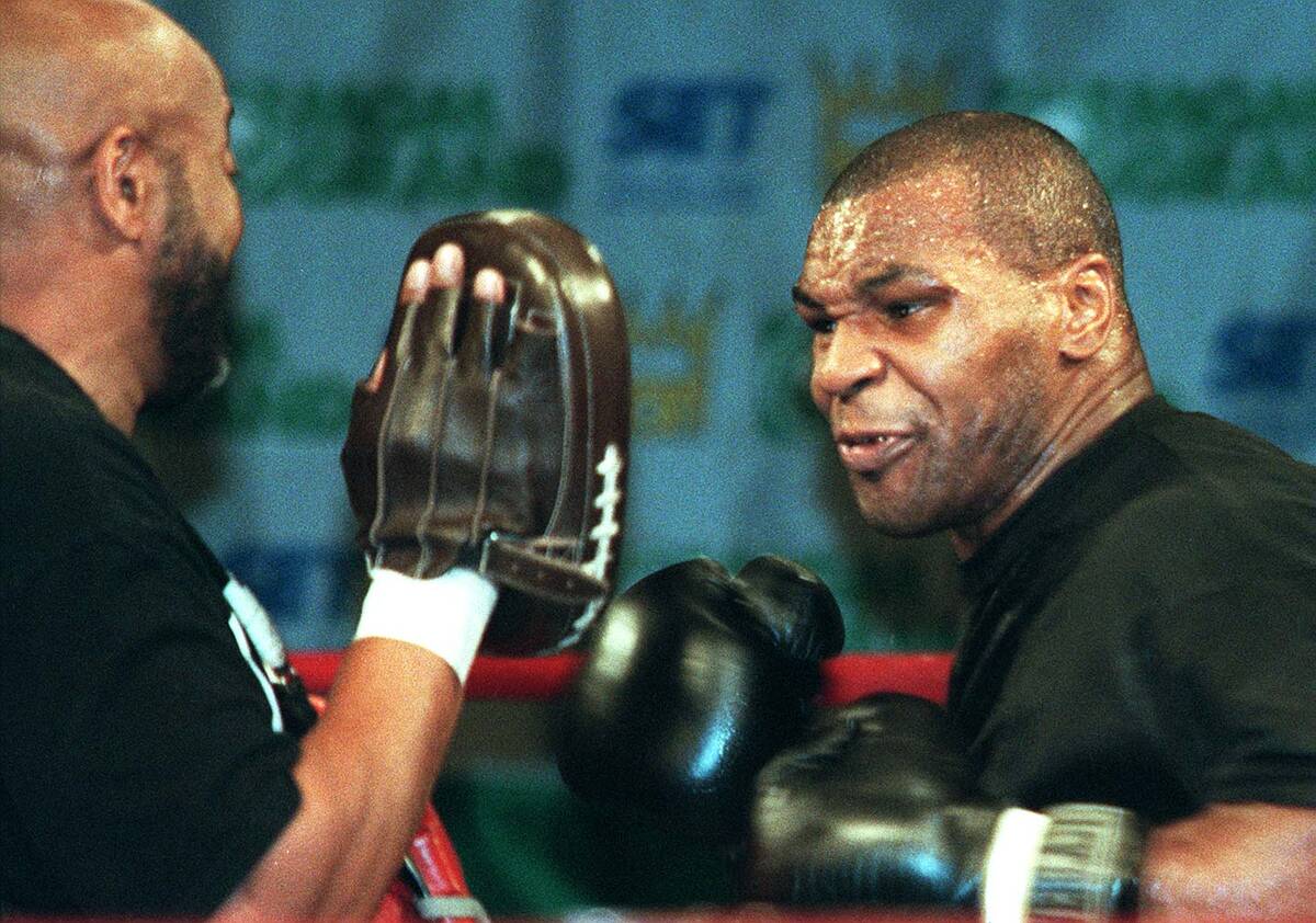Mike Tyson works out at the MGM Grand Hotel before fighting WBA Heavyweight Champion Evander Ho ...