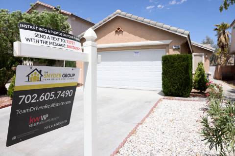A home for sale in the southwest Las Vegas Valley Friday, June 17, 2022. (K.M. Cannon/Las Vegas ...