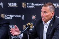 New Golden Knights head coach Bruce Cassidy speaks at a press conference as he's introduced to ...