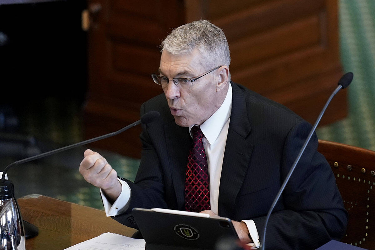 Texas Department of Public Safety Director Steve McCraw testifies at a Texas Senate hearing at ...