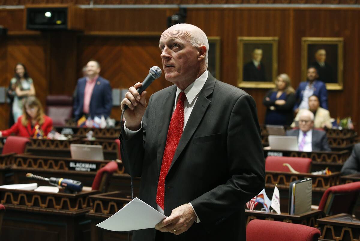 FILE - Arizona House Speaker Rusty Bowers, R-Mesa, speaks on the floor of the House of Represen ...