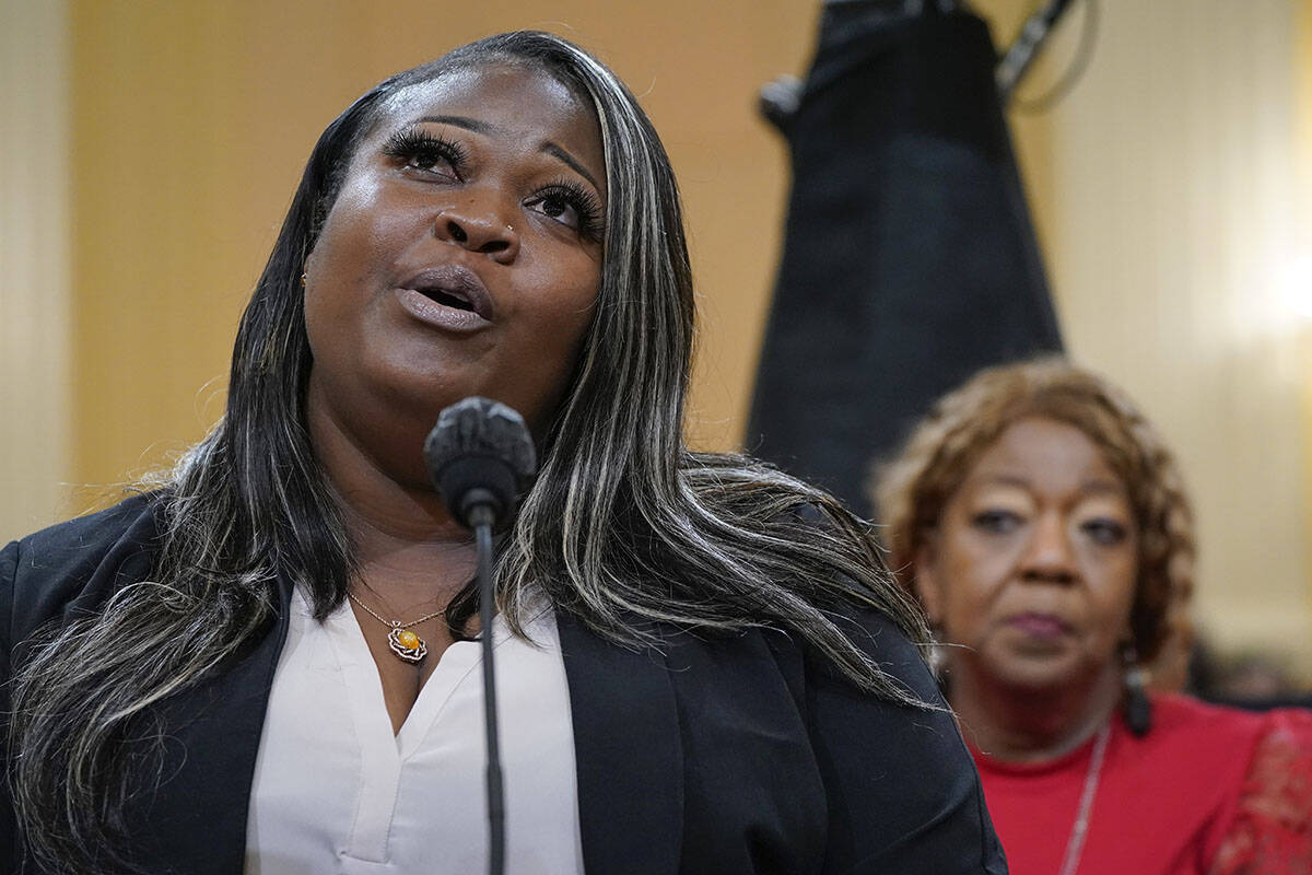 Wandrea "Shaye" Moss, a former Georgia election worker, testifies as her mother Ruby ...