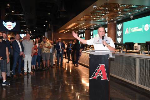 Arizona Diamondbacks President and CEO Derrick Hall launches festivities at Caesars Entertainme ...