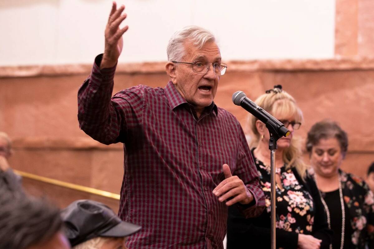 Ed Uehling, an Airbnb owner/operator, speaks during a town hall regarding the regulation of sho ...