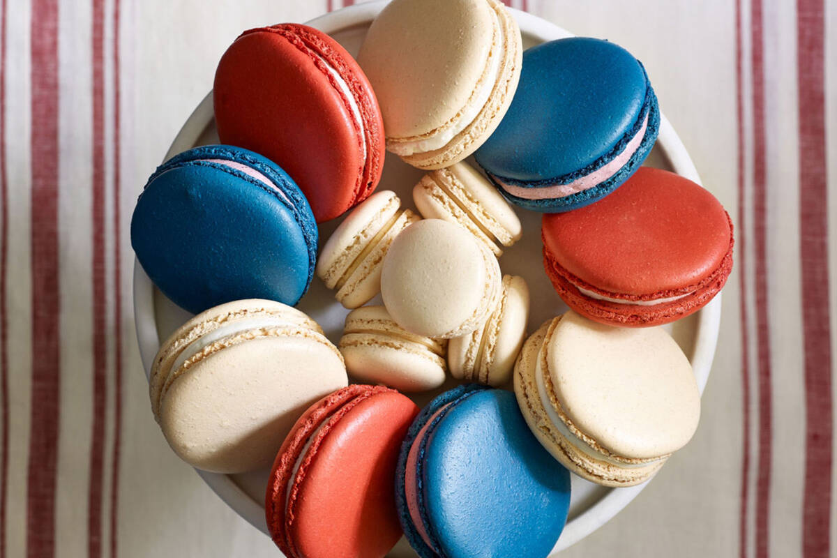 Macarons in patriotic red, white and blue are being offered by Bouchon Bakery in The Venetian o ...