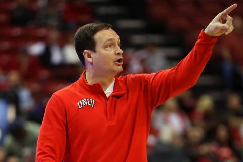 UNLV basketball coach Kevin Kruger is shown at the Thomas & Mack Center in Las Vegas, Saturday, ...
