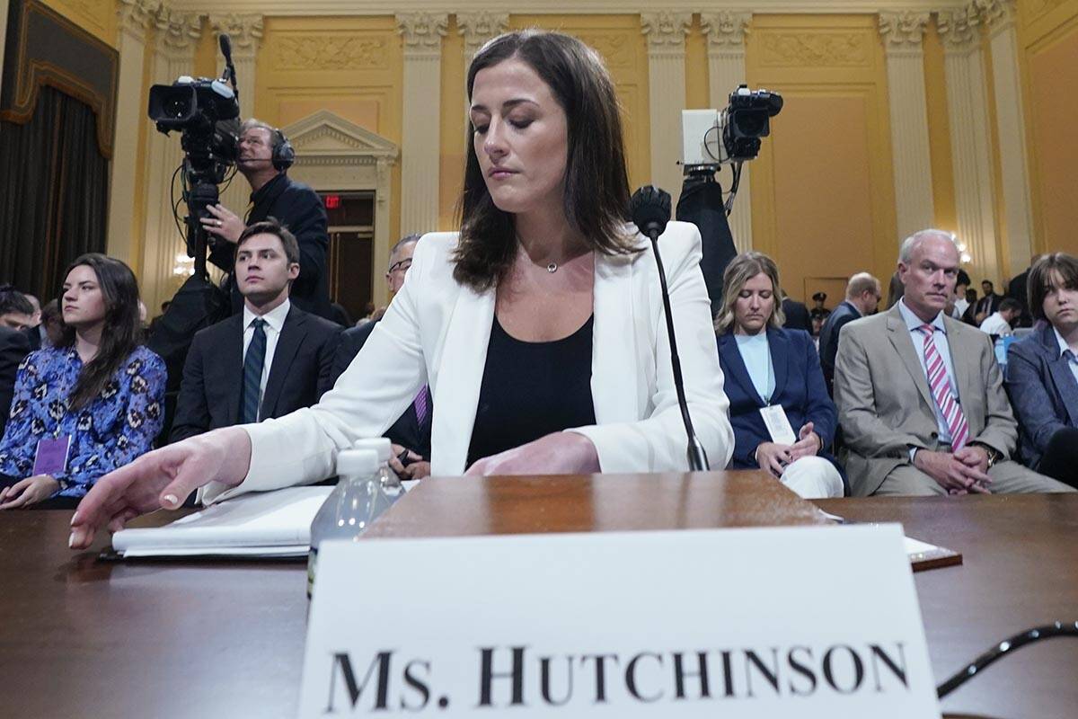 Cassidy Hutchinson, former aide to Trump White House chief of staff Mark Meadows, arrives back ...