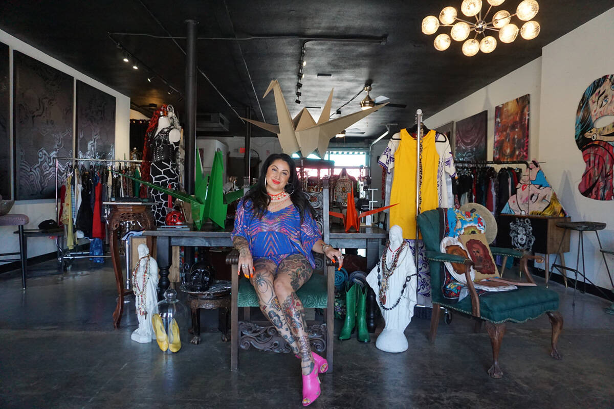 Ruby Romero, local businesswoman, poses in the center of Sin Amor Studio in the Arts Distrct, T ...