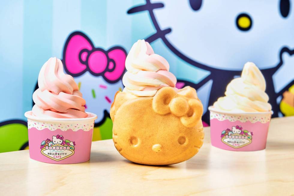 New for Hello Kitty Cafe's Fashion Show location: soft-serve ice cream in a Hello Kitty-shaped ...