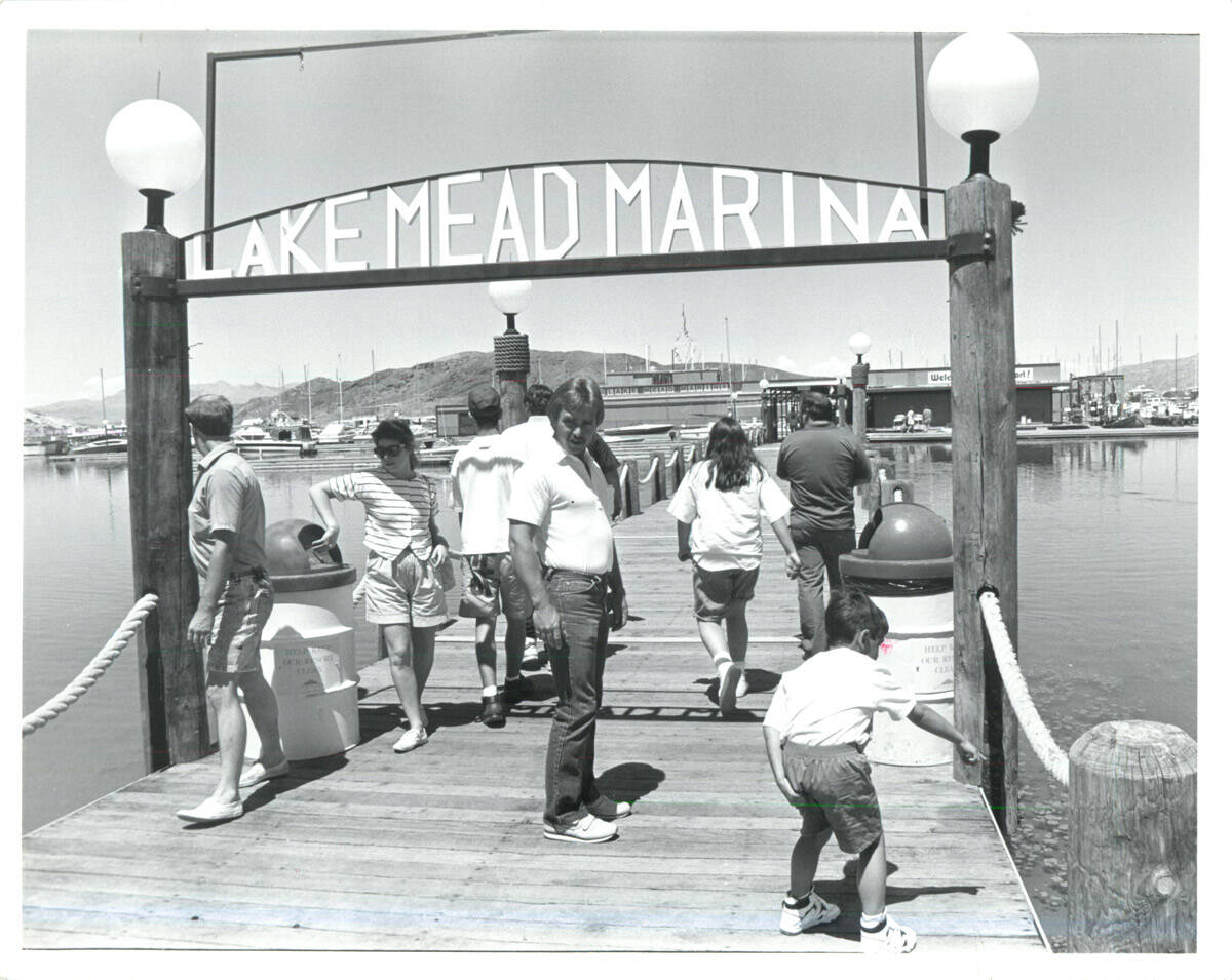 Lake Mead Marina in July 1990. The marina was moved farther out in Lake Mead due to falling wat ...