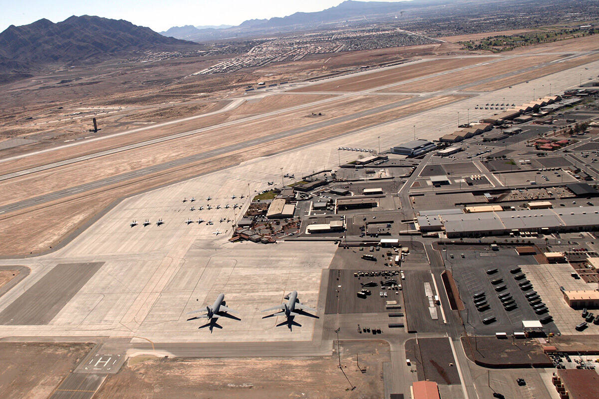 The tarmac at Nellis Air Force Base is nearly empty on March 2, 2003. (Jeff Scheid/Las Vegas Re ...