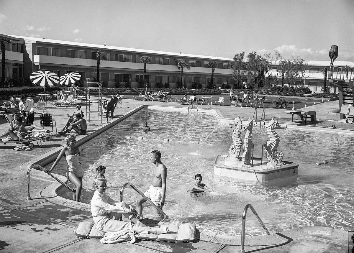 The swimming pool at the Dunes on Oct. 22, 1955. (Las Vegas News Bureau)