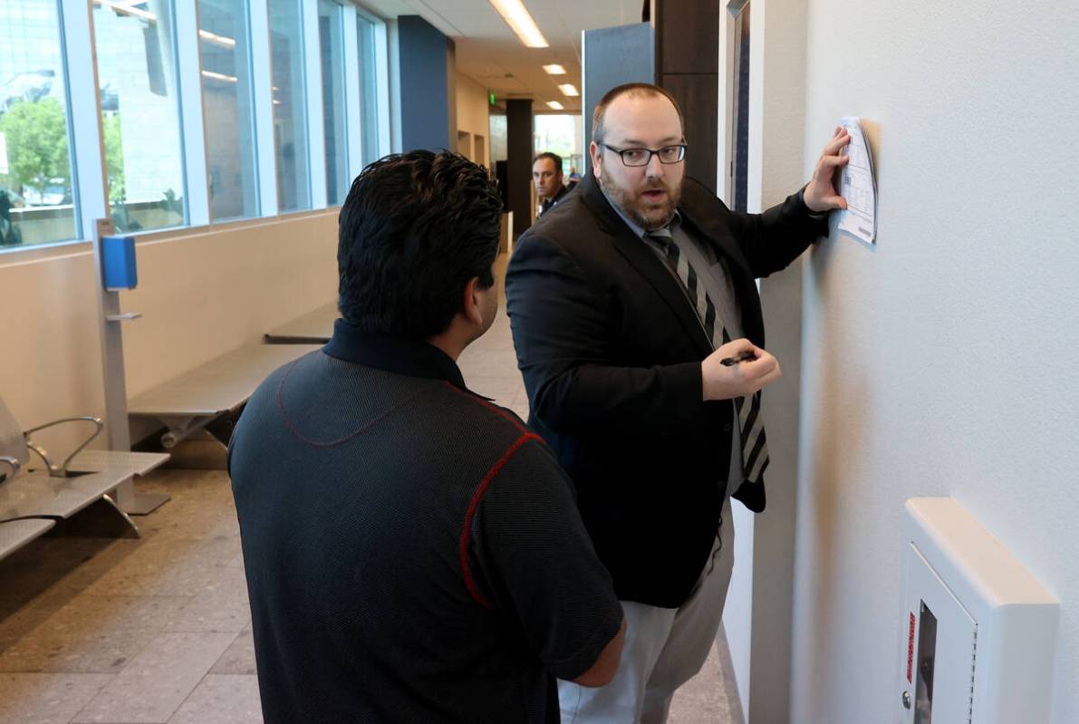 Las Vegas Deputy City Attorney Bobby Anderlik negotiates a plea deal on a traffic ticket at the ...