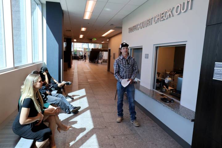 Chap Lamb pays a reduced fine for a traffic ticket at the Las Vegas Municipal Court on April 21 ...