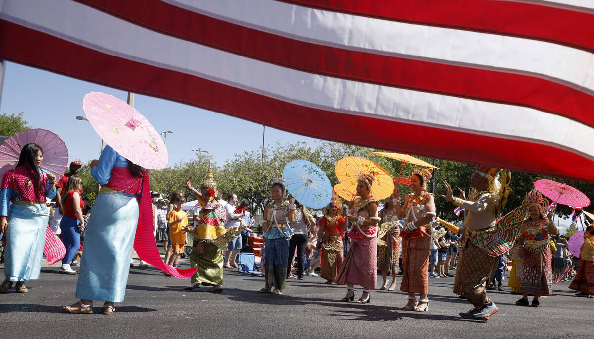 Thai heritage group members attend the 28th annual Summerlin Council Patriotic Parade, Monday, ...