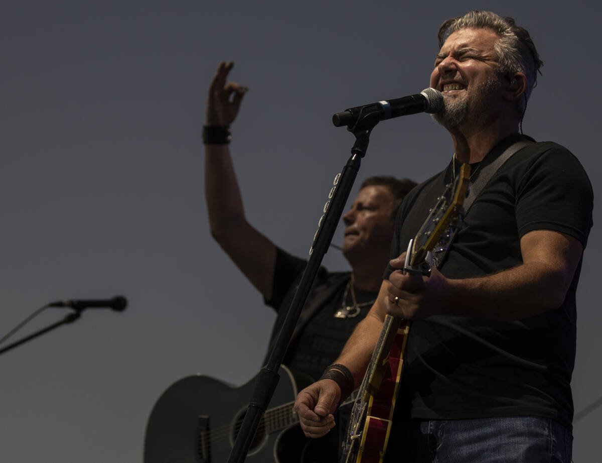 Lonestar performs during a Fourth of July celebration at Heritage Park on Monday, July 4, 2022, ...