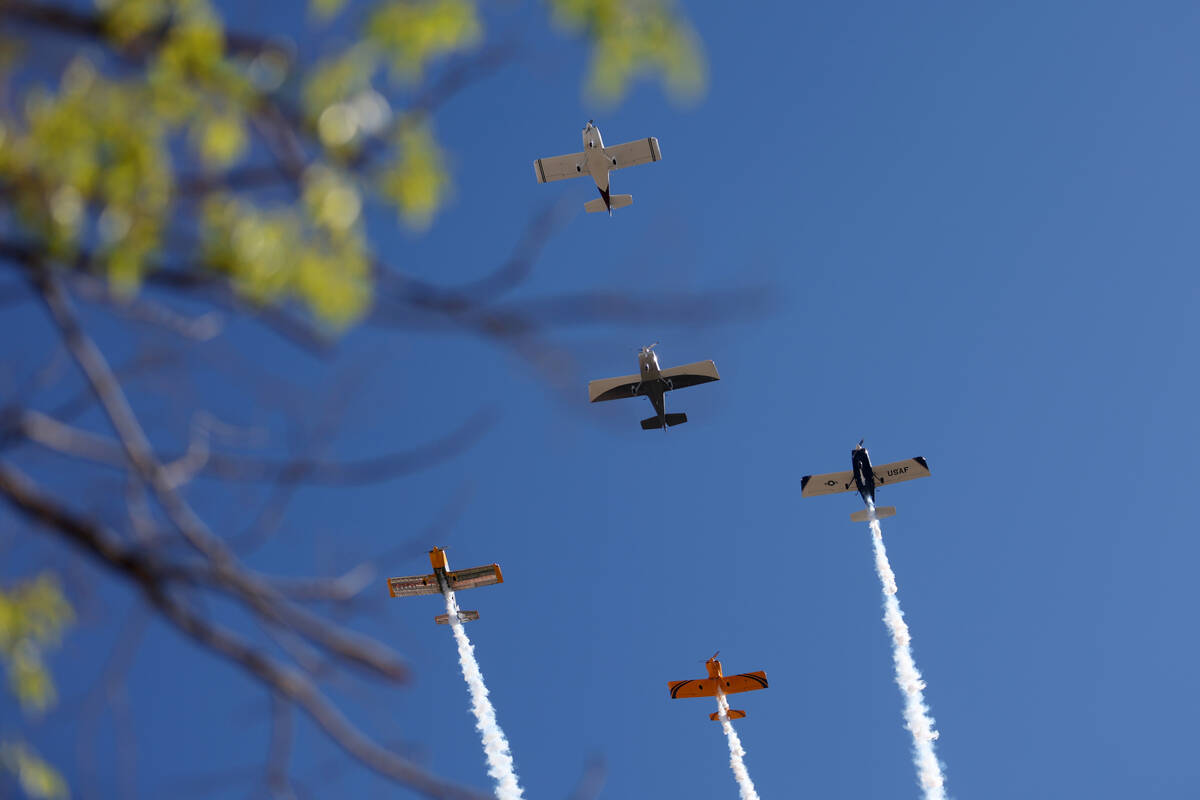 An airplane flyover kicks off the Boulder City's 74th annual 4th of July Parade in Boulder City ...