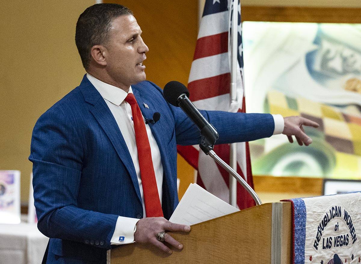 Nevada Republican gubernatorial candidate Joey Gilbert of Reno speaks during a luncheon forum, ...