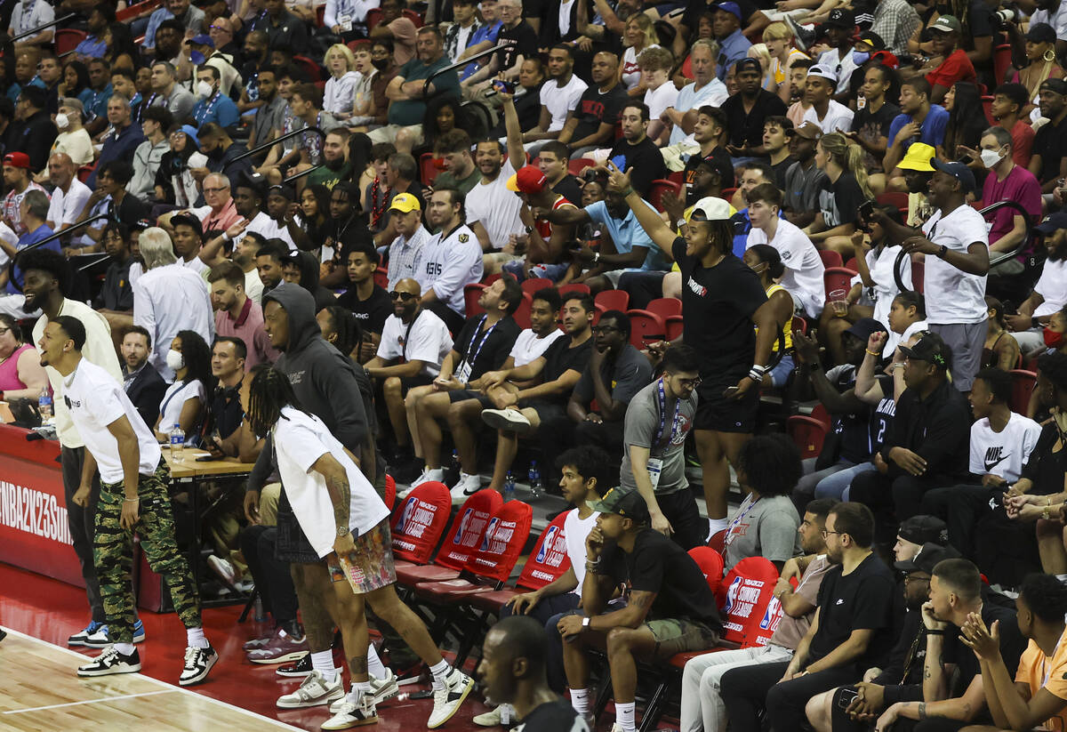 People react after a play between the Houston Rockets and Orlando Magic during the second half ...
