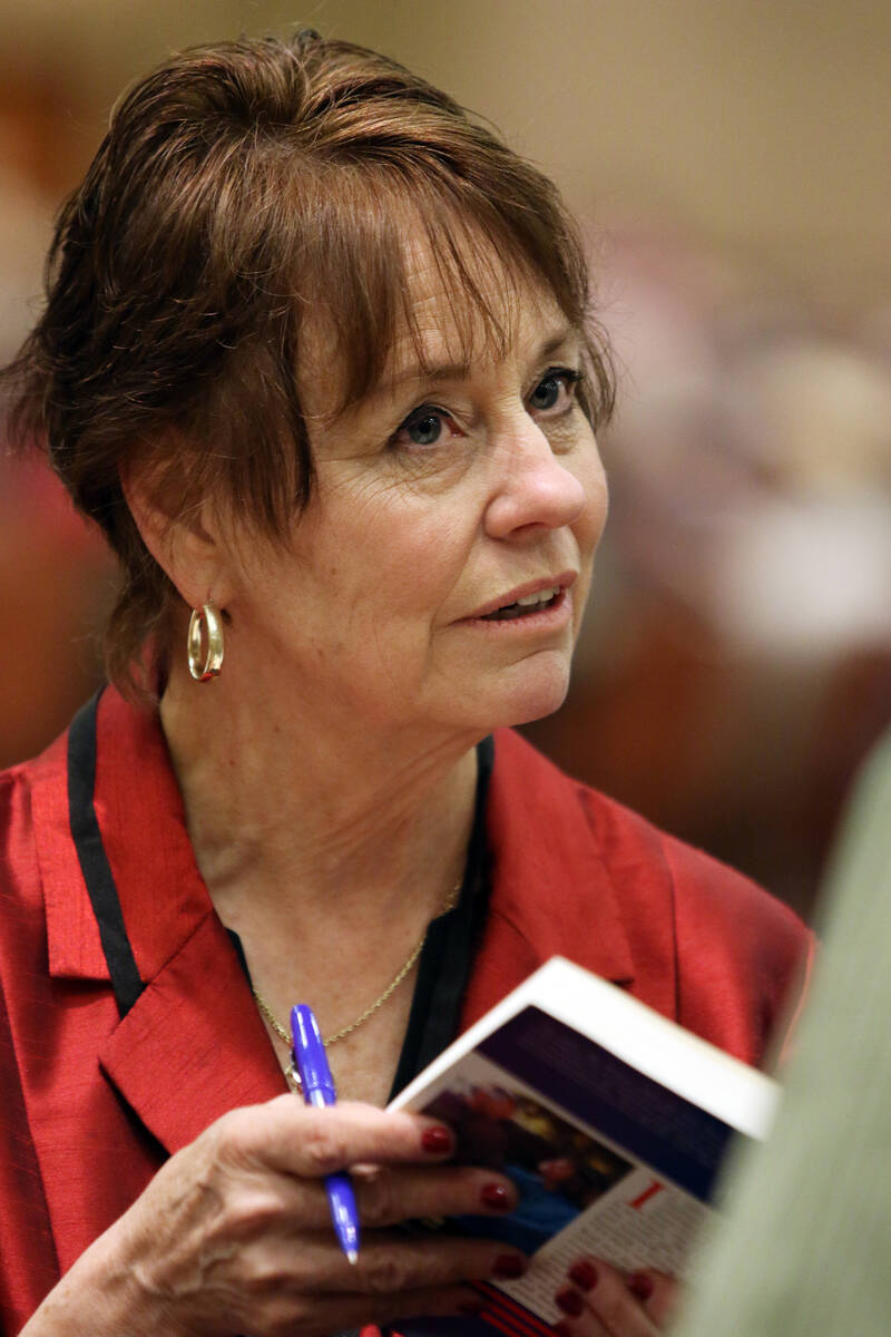 United States Senate candidate Sharron Angle meets with supporters during a book signing and ca ...